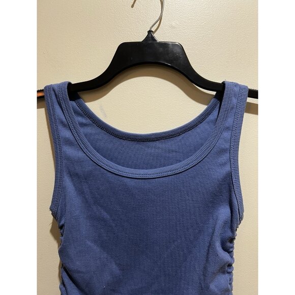 Shein Tank Crop Top Blue Ribbed ~ Size Small - Picture 3 of 6